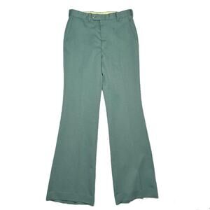 Robert Bruce Vintage 70s Green Pants Bootcut Trousers High Rise Retro Disco